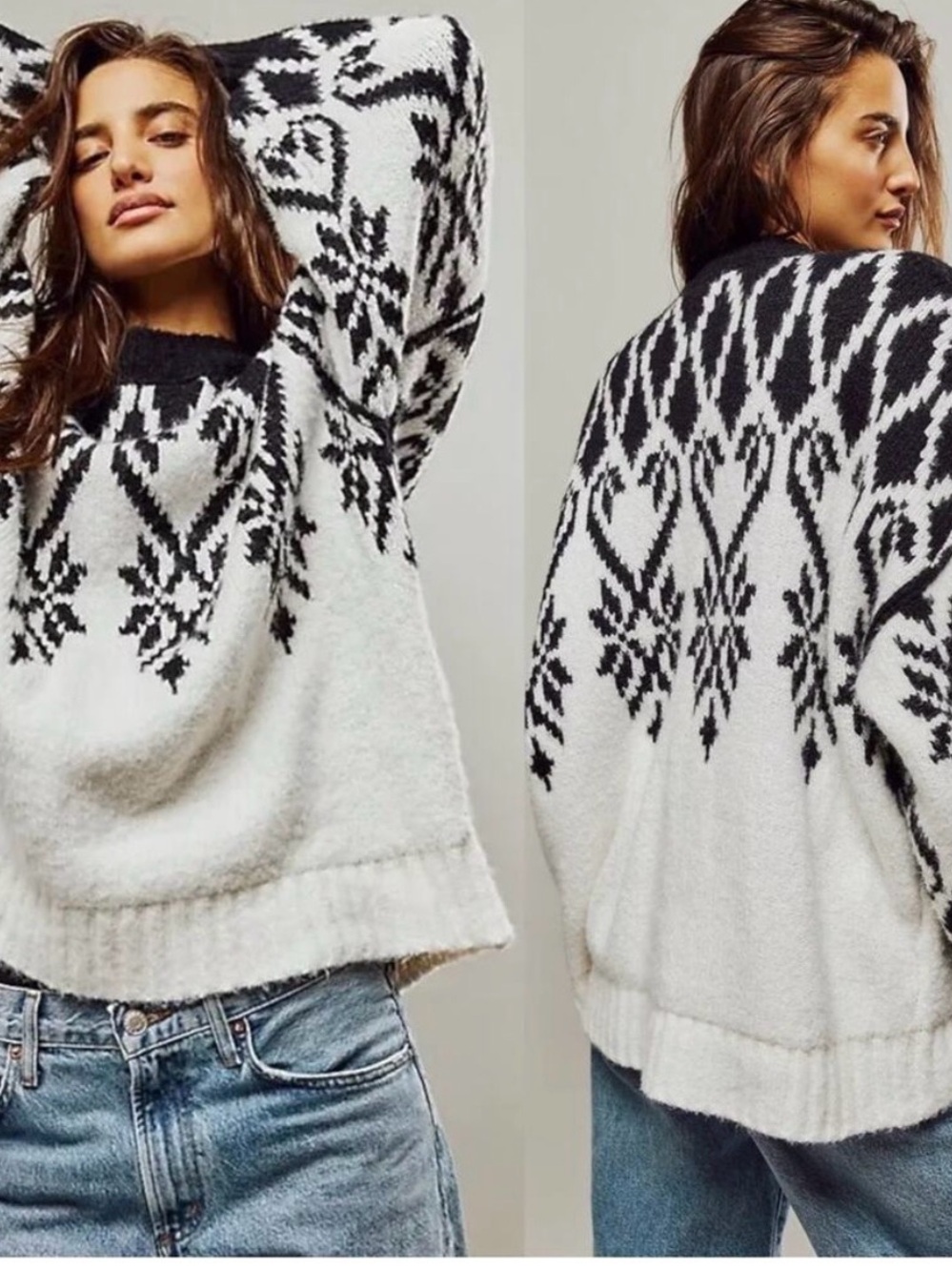 Free People Fireside Patterned Sweater Apres Ski Winter